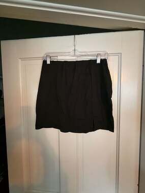 La Clef Mini Skirt Size XL Black Viscose Blend Slit